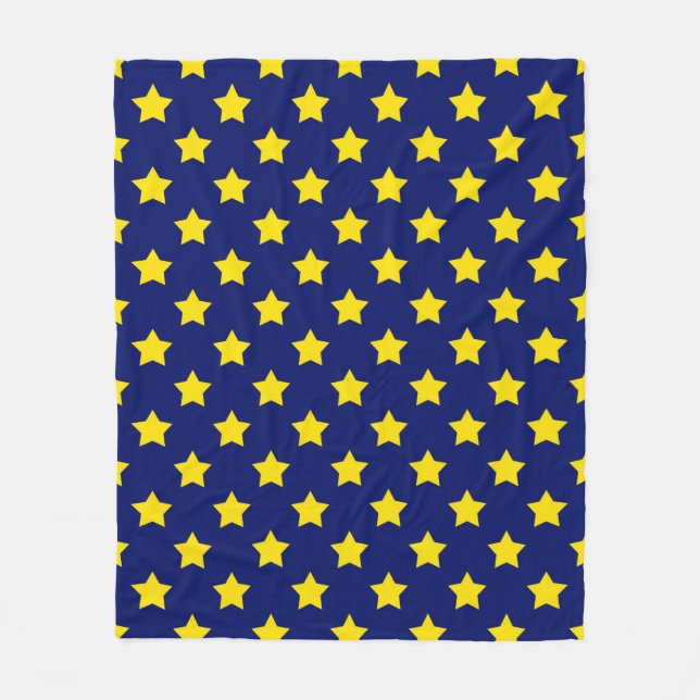 Blue Yellow Stars Pattern Decorative Fleece Blanket (Front)