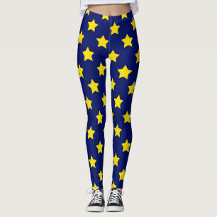 Blue Yellow Stars Pattern Decorative Leggings