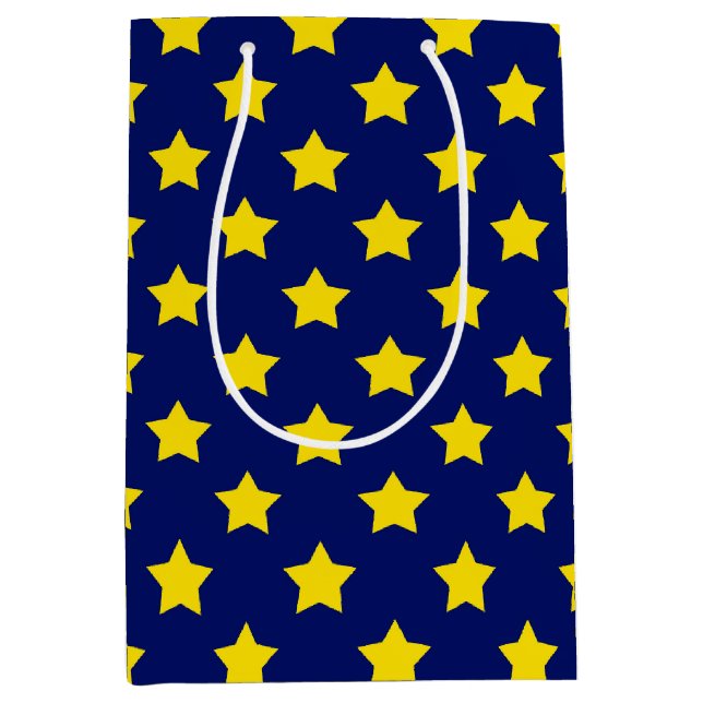 Blue Yellow Stars Pattern Decorative Medium Gift Bag (Front)
