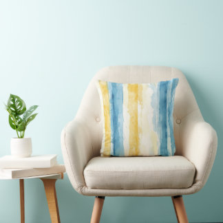Blue & Yellow Stripes – Mediterranean Coastal Cushion
