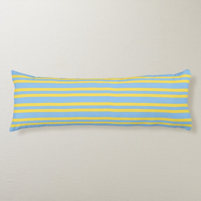Blue Yellow Stripes Seamless Pattern Body Cushion (Front)