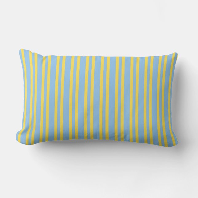 Blue Yellow Stripes Seamless Pattern Lumbar Cushion (Front)