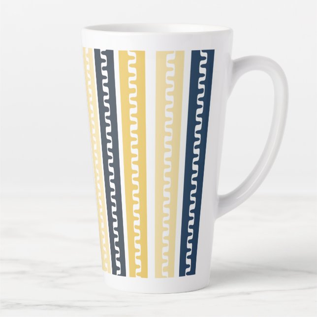 Blue & Yellow Stripped  Latte Mug (Right)