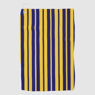 Blue Yellow Stylish Stripes Pattern Design Golf Towel