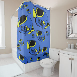 Blue & Yellow Sunfish Shower Curtain