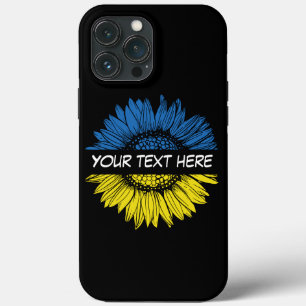 Blue yellow sunflower. Custom text. Customisable iPhone 13 Pro Max Case
