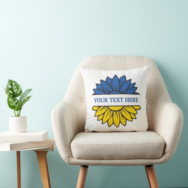 Blue/yellow sunflower. Custom text. Customisable Cushion (Chair)