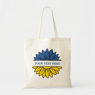 Blue/yellow sunflower. Custom text. Customisable Tote Bag