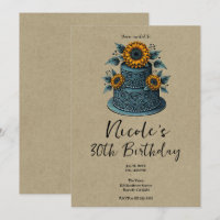 Blue Yellow Sunflower Tier Cake Birthday Party
