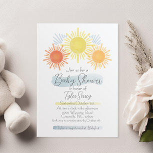 Blue & Yellow Sunshine Baby Shower Invitation
