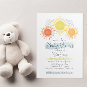 Blue & Yellow Sunshine Baby Shower Invitation