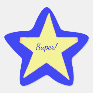 Blue Yellow Super Star Reward Stickers