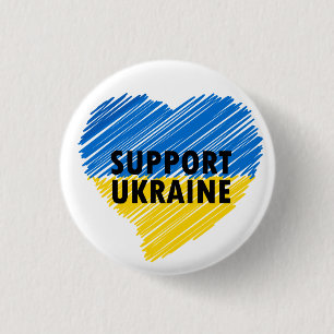 BLUE & YELLOW SUPPORT UKRAINE HEART 3 CM ROUND BADGE