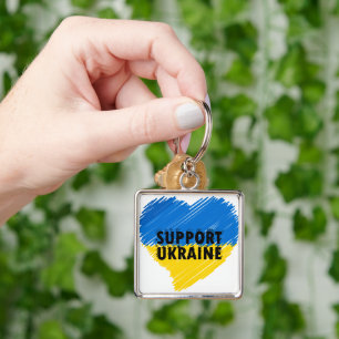 BLUE & YELLOW SUPPORT UKRAINE HEART KEY RING