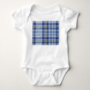 Blue Yellow Tartan: Fashionable Plaid Baby Bodysuit