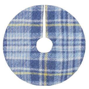 Blue Yellow Tartan: Fashionable Plaid Brushed Polyester Tree Skirt