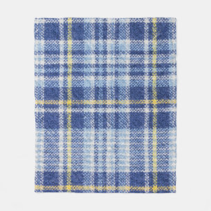 Blue Yellow Tartan: Fashionable Plaid Fleece Blanket