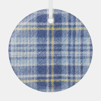 Blue Yellow Tartan: Fashionable Plaid Glass Tree Decoration