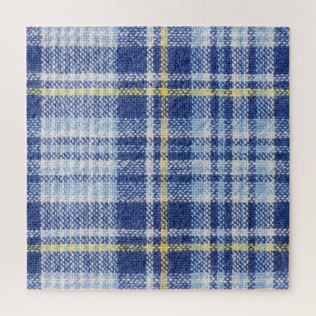 Blue Yellow Tartan: Fashionable Plaid Jigsaw Puzzle (Vertical)