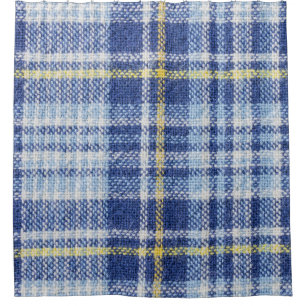 Blue Yellow Tartan: Fashionable Plaid Shower Curtain