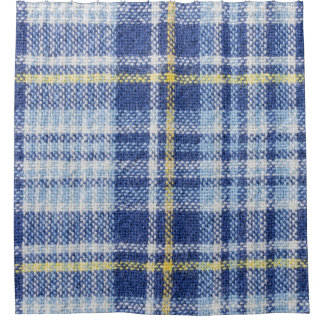 Blue Yellow Tartan: Fashionable Plaid Shower Curtain