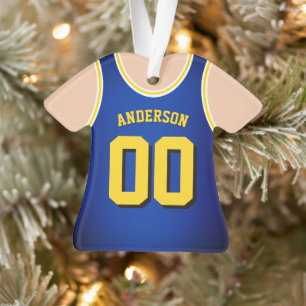 Blue & Yellow Team Colours Basketball Tank Ornamen Ornament