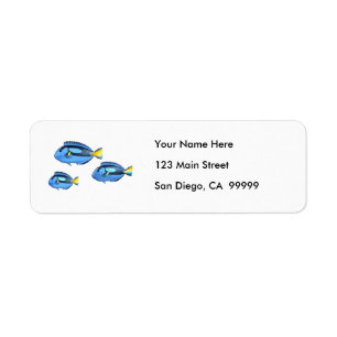 Blue & Yellow Tropical Fish Return Address Label