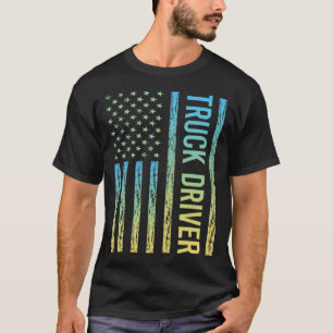 Blue Yellow Truck Driver T-Shirt