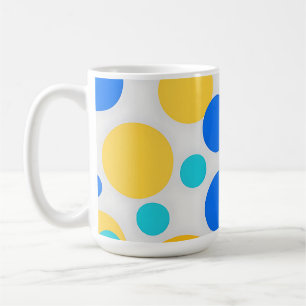 Blue Yellow Turquoise Polka Dots Coffee Mug