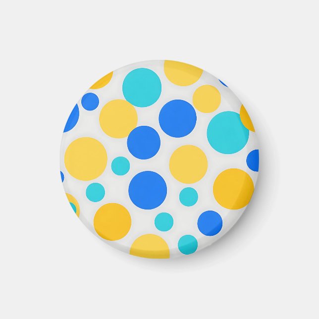 Blue Yellow Turquoise Polka Dots Magnet (Front)