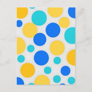 Blue Yellow Turquoise Polka Dots Postcard