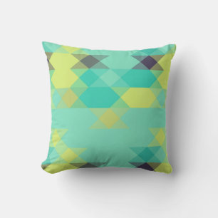 blue yellow turquoise yellow and aqua cushion