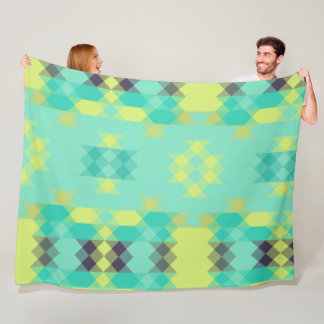 blue yellow turquoise yellow and aqua fleece blanket