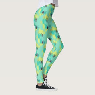 blue yellow turquoise yellow and aqua  leggings