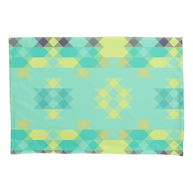 blue yellow turquoise yellow and aqua  pillowcase (Front)