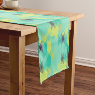 blue yellow turquoise yellow and aqua short table runner