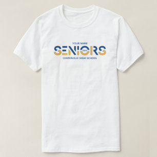Blue & Yellow Two-Colour Seniors Sliced Letters T-Shirt