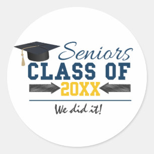 Blue Yellow Typography Graduation  Stickers