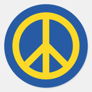 Blue yellow Ukrain flag colours peace symbol icon Classic Round Sticker