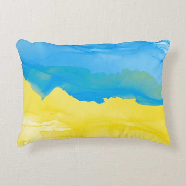 Blue Yellow Ukraine Decorative Cushion (Front)