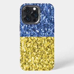 Blue yellow Ukraine flag glitter faux sparkles iPhone 13 Pro Case
