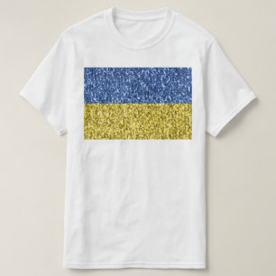 Blue yellow Ukraine flag glitter faux sparkles T-Shirt