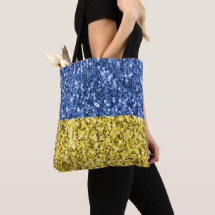 Blue yellow Ukraine flag glitter faux sparkles Tote Bag