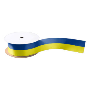 Blue yellow Ukrainian flag ribbon on a roll Satin Ribbon