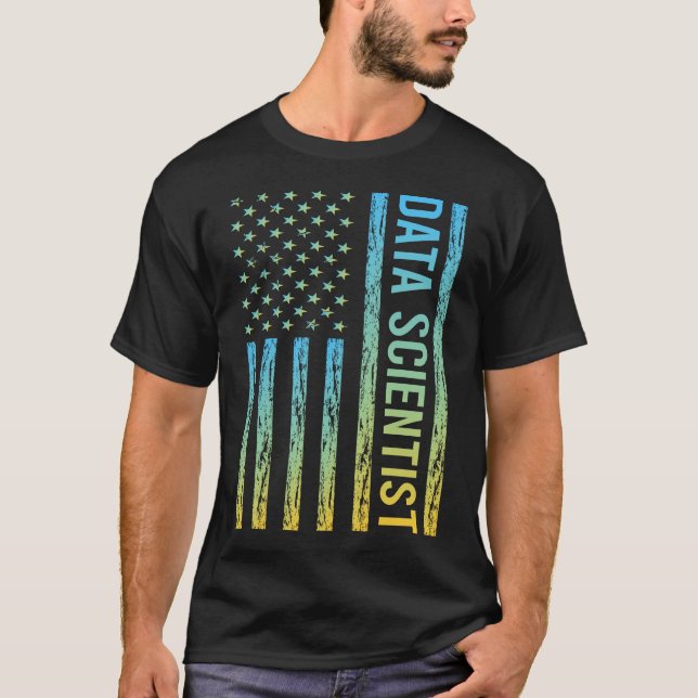 Blue Yellow USA Flag - Data Scientist T-Shirt (Front)