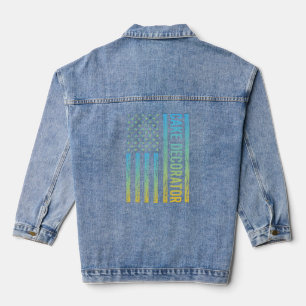 Blue Yellow USA Flag - Decorator Denim Jacket