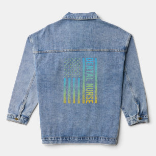 Blue Yellow USA Flag - Dental Nurse  Denim Jacket