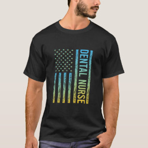 Blue Yellow USA Flag - Dental Nurse  T-Shirt