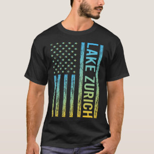 Blue Yellow USA Flag Lake Zurich T-Shirt