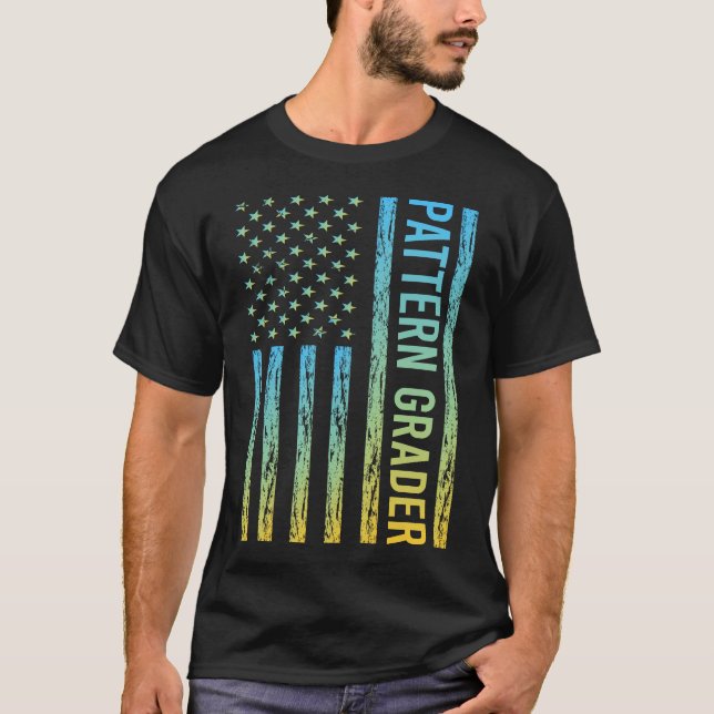 Blue Yellow USA Flag - Pattern Grader T-Shirt (Front)